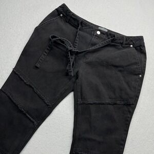 Underwater Black Tiered‎ Raw Edge Denim Jeans Size L Streetwear Y2K 90s